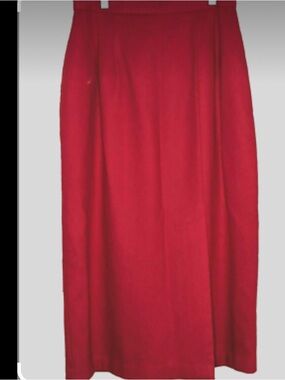 Vintage Requirements Red Wool Pencil Skirt - Straight Hem